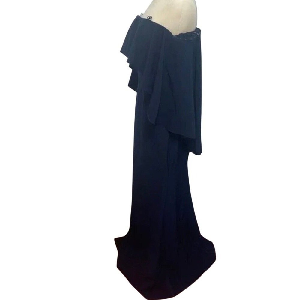 VINCE Camuto Navy Blue Off Shoulder Ruffle Cape Formal Gown Size 8 NWT $238 - Picture 5 of 10